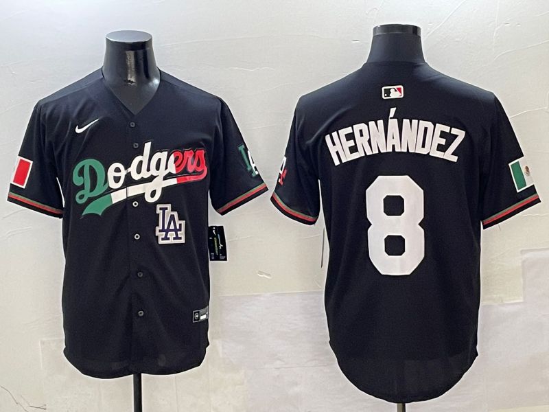 Men Los Angeles Dodgers #8 Hernandez Black Mexico Nike 2025 MLB Jersey style 10->los angeles dodgers->MLB Jersey